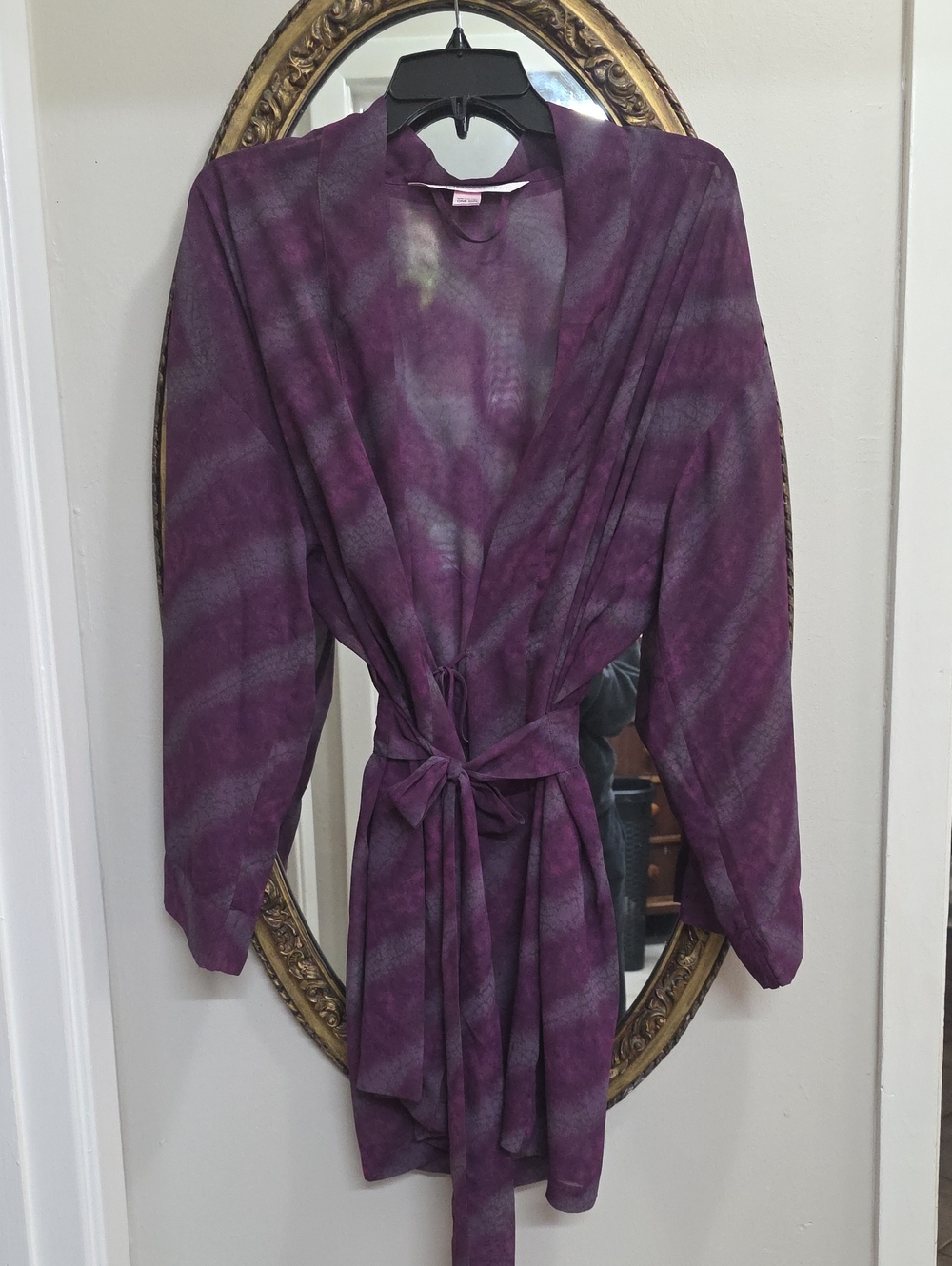 Victoria's Secret Purple Sheer Tie-Waist Kimono Robe One Size Vintage Pockets